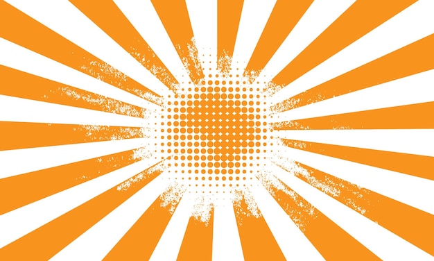 Orange stylish sunburst with halftone detailed background