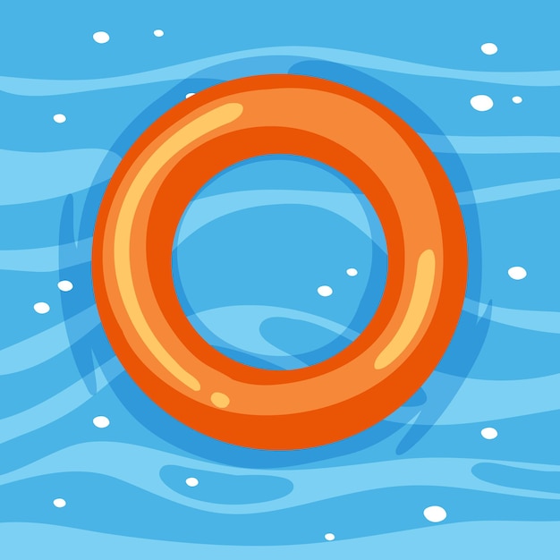 Free vector orange swimming ring in the water isolated