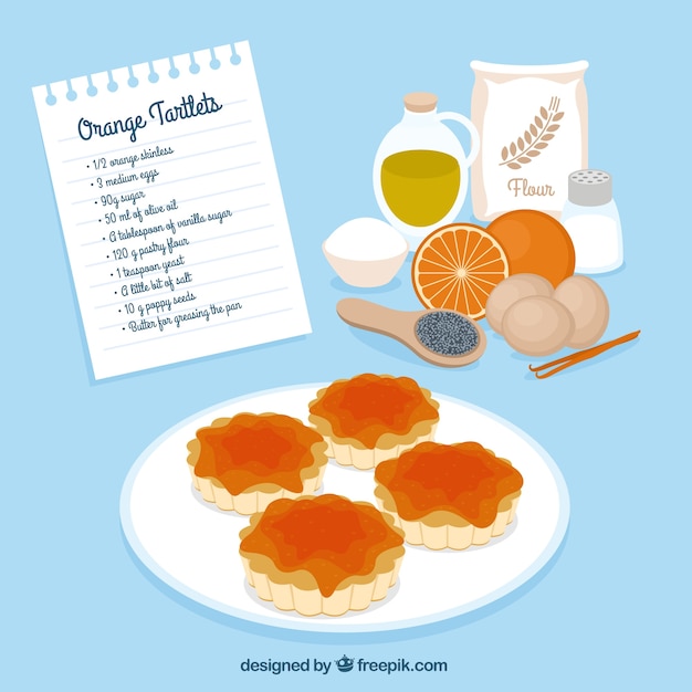 Free vector orange tartlets recipe