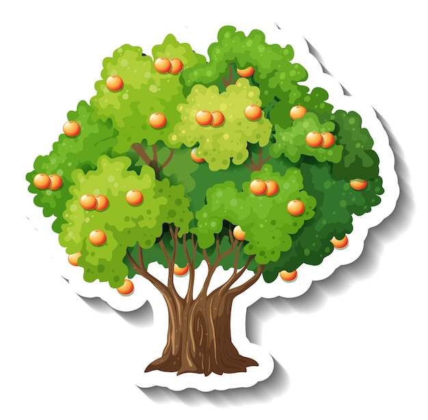 Free vector orange tree sticker on white background