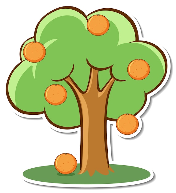 Orange tree sticker on white background