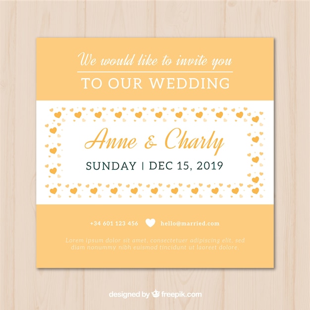 Orange vintage wedding invitation template