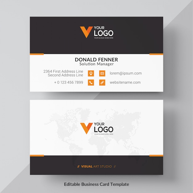 Orange visit card free vector