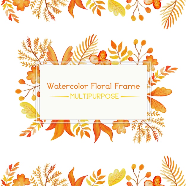 Orange Watercolor Floral Frame Multipurpose