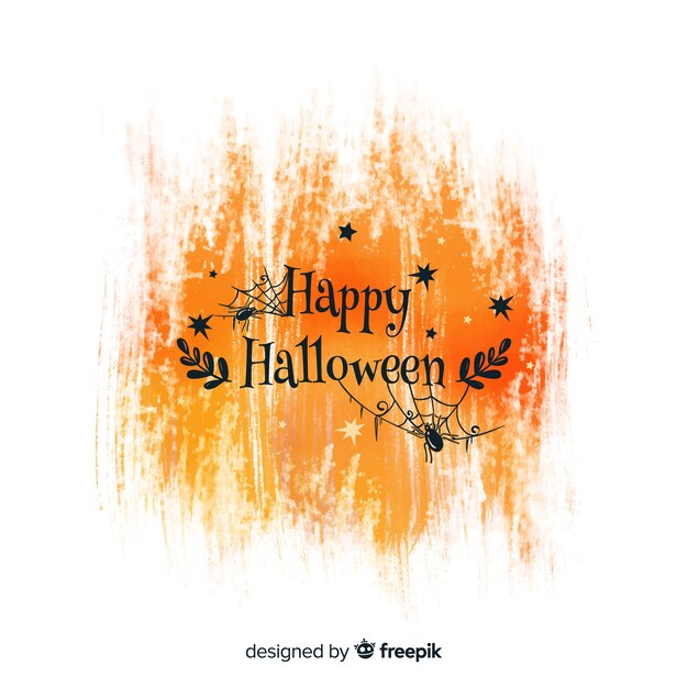 Orange watercolor happy halloween background