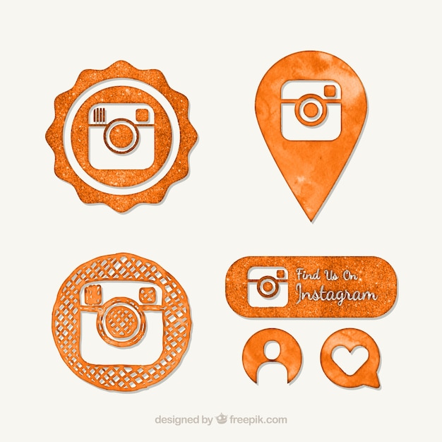 Arancione icone acquerello instagram