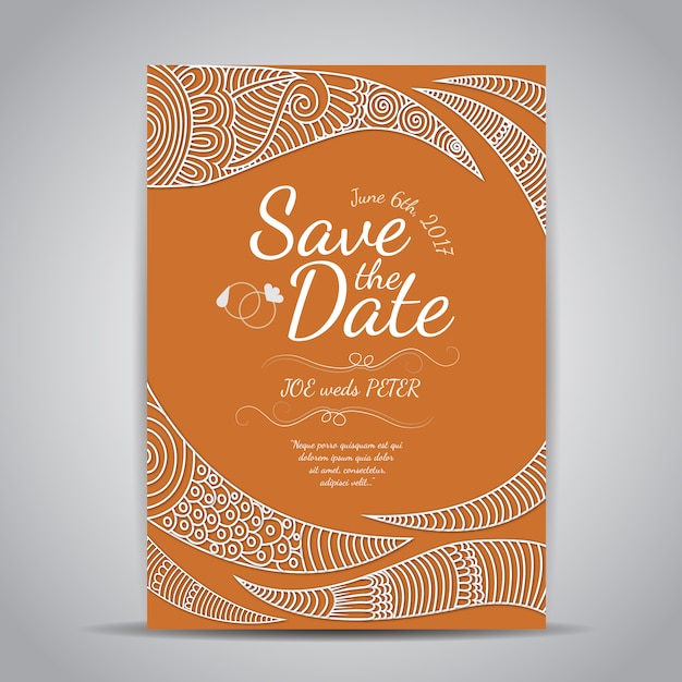 Orange wedding invitation template