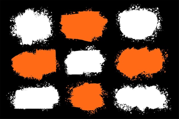 Бесплатное векторное изображение Оранжевые белые гранжевые брызги текстуры набор из девяти