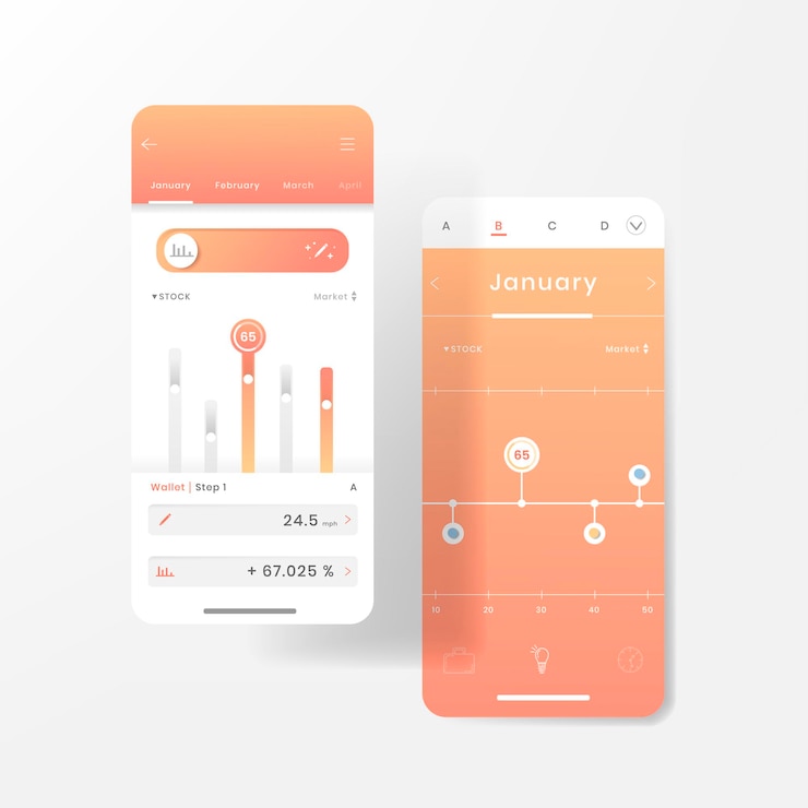 Free Vector orange and white stock trading infographic template design