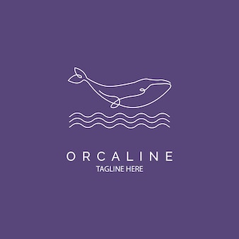 Orca whale logo icon line style template design for brand or company and other