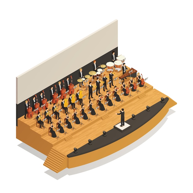 Free vector orchestra isometric composition