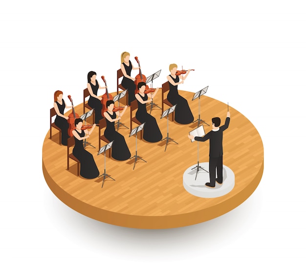 Free vector orchestra isometric composition