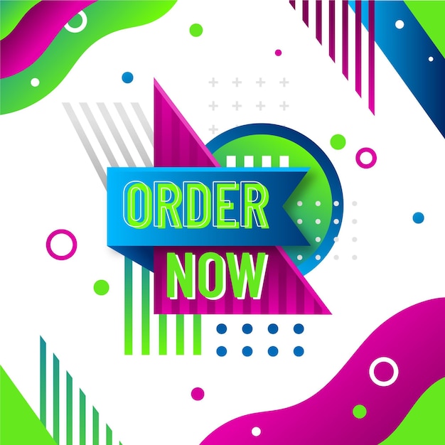 Order now banner with funky background