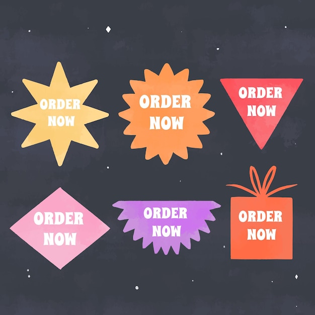 Free vector order now label set