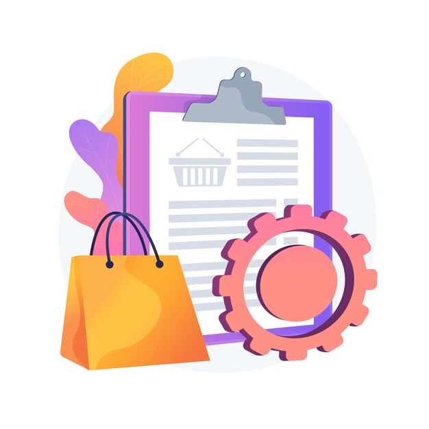 Order tracking program, convenient service. Shopping list, basket content, purchase package. Mobile software, smartphone application. Vector isolated concept metaphor illustration.