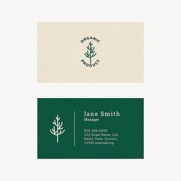 Free vector organic business card template  with line art logo in earth tone