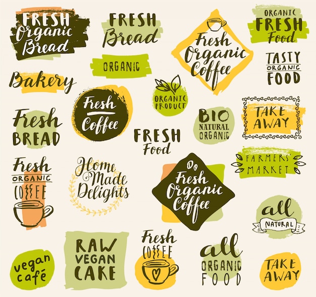 Organic coffee logo collection