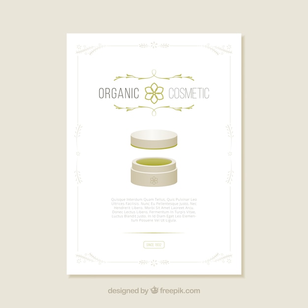 Free vector organic cosmetic brochure