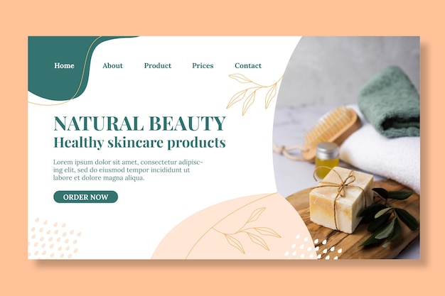 Free vector organic cosmetic products landing page