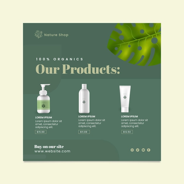 Organic cosmetic squared flyer