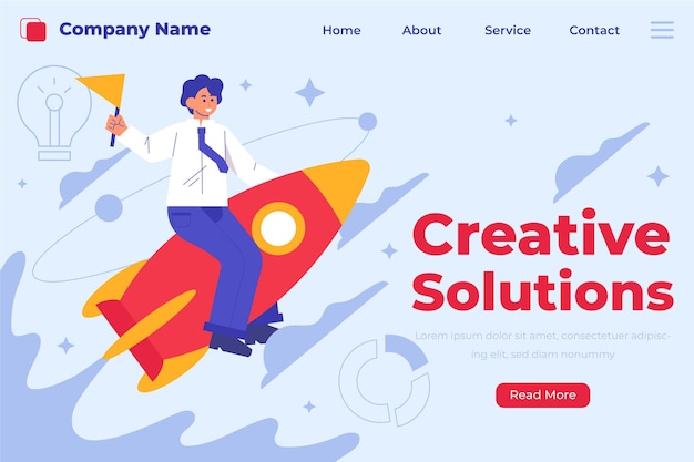 Free vector organic creative solutions landing page template