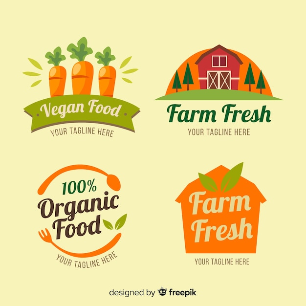 Free vector organic farm label pack