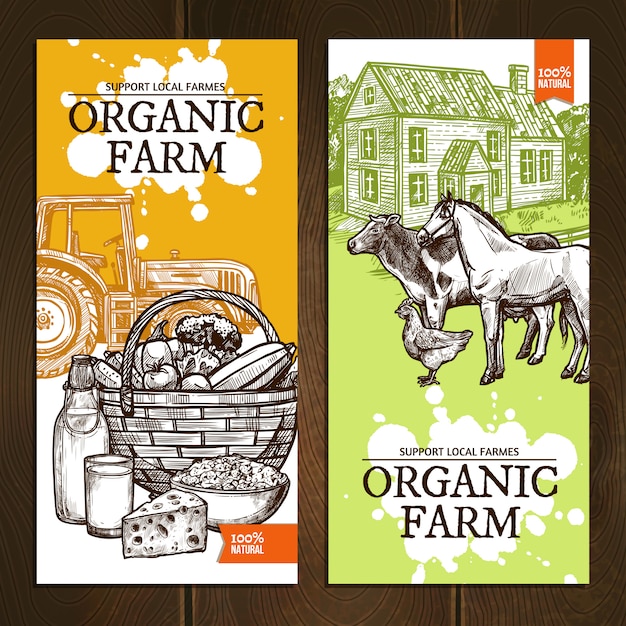 Organic farm vertical banners