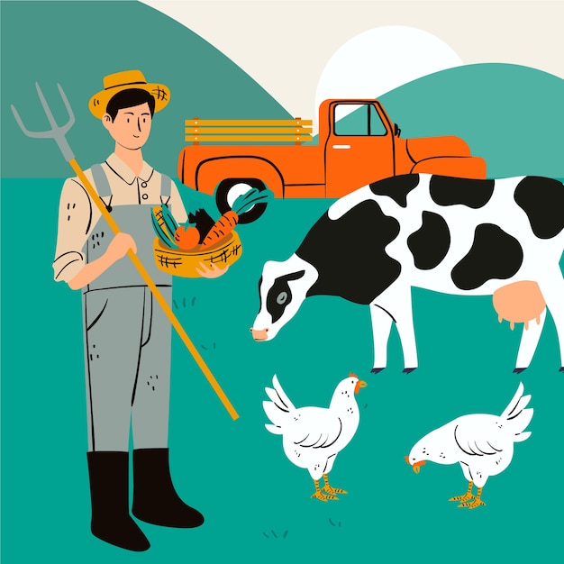 Free vector organic farming concept illustration