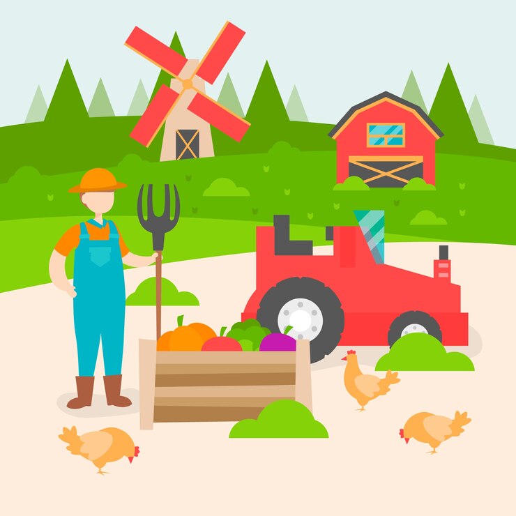 Free Vector organic farming concept with farmer