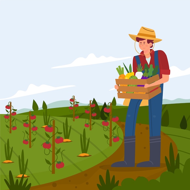 Organic farming concept with farmer