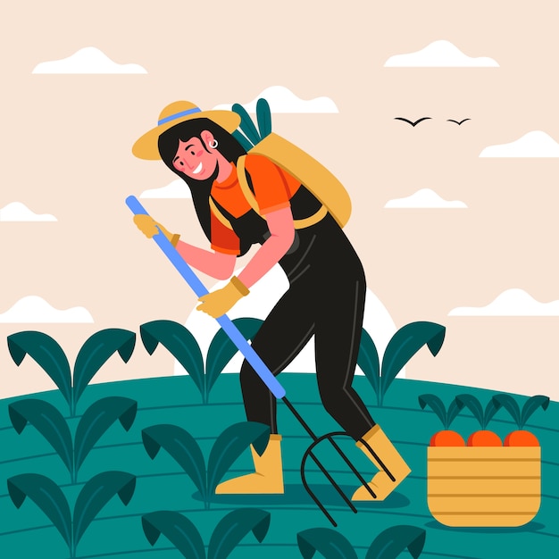 Free vector organic farming concept with person