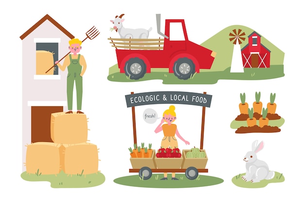 Organic farming illustration