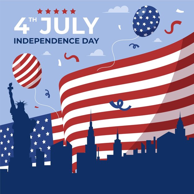 Organic flat 4th of july independence day illustration