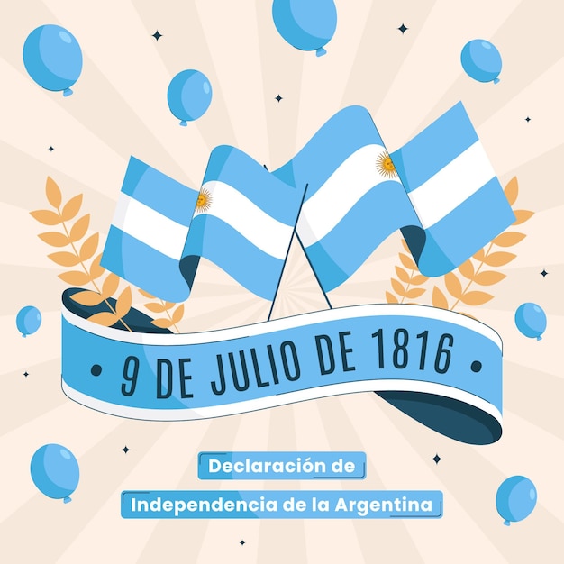 Organic Flat 9 de julio-declaracion de independencia de la argentina 일러스트레이션