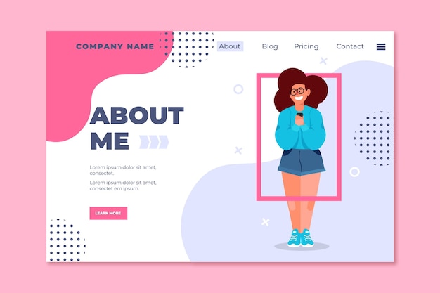 Free vector organic flat about me landing page template