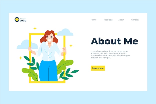 Organic flat about me landing page with illustration