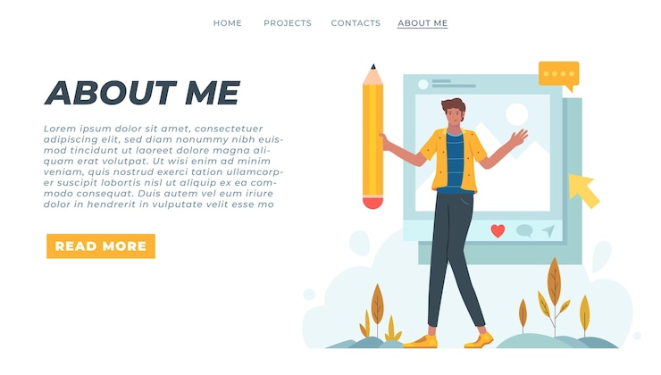 Free Vector Organic flat about me web template Free Vector Organic flat about me web template
