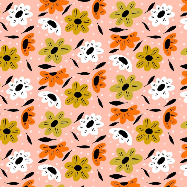 Free vector organic flat abstract floral pattern