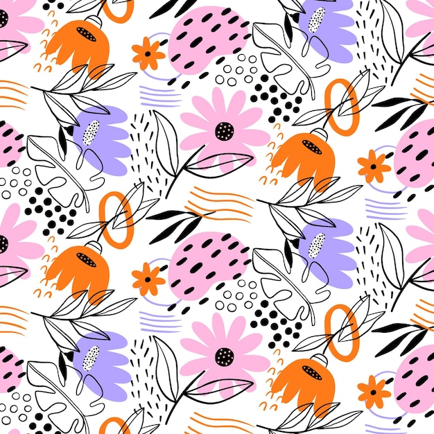 Free vector organic flat abstract floral pattern