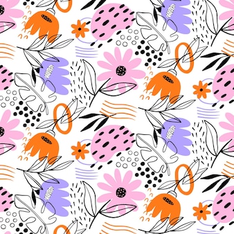 Organic flat abstract floral pattern