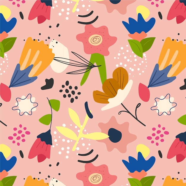 Free vector organic flat abstract floral pattern