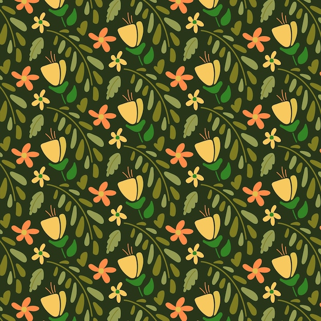 Free vector organic flat abstract floral pattern