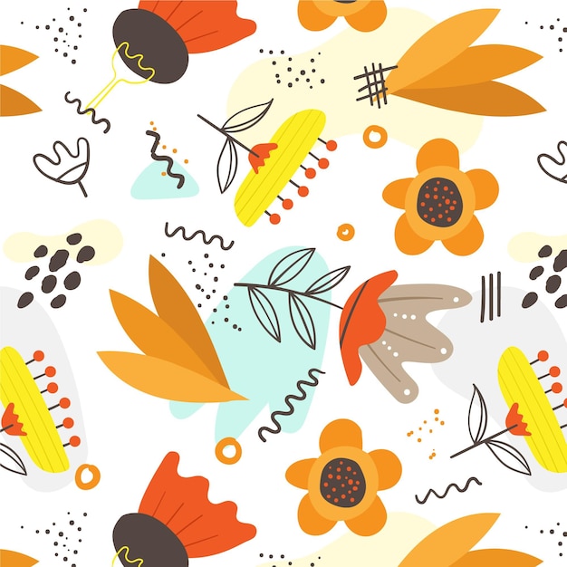 Free vector organic flat abstract floral pattern