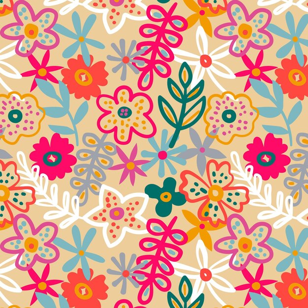 Organic flat abstract floral pattern