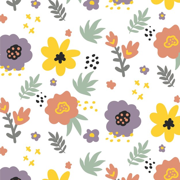 Organic flat abstract floral pattern