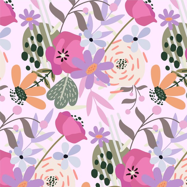 Organic flat abstract floral pattern