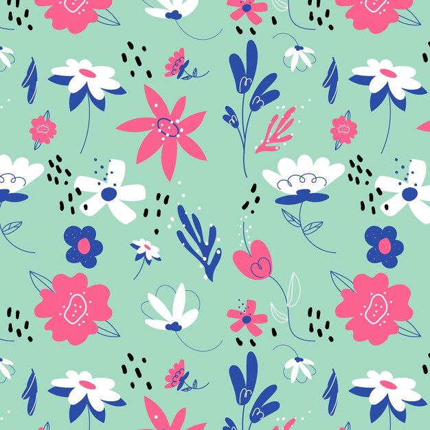 Organic flat abstract floral pattern