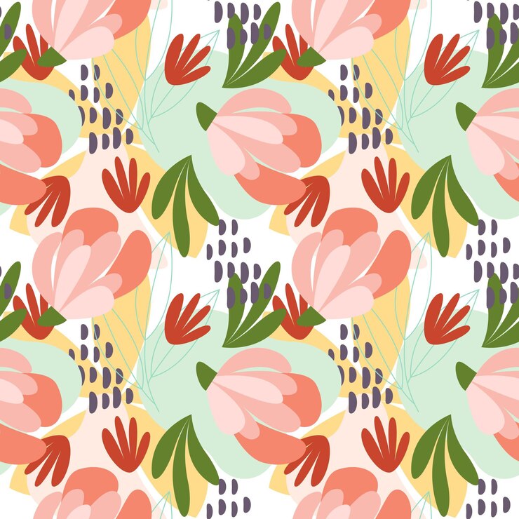 Free Vector organic flat abstract floral pattern
