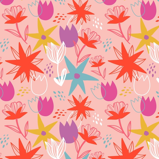 Free vector organic flat abstract floral pattern