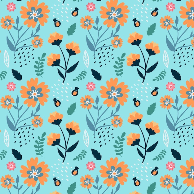 Organic flat abstract floral pattern